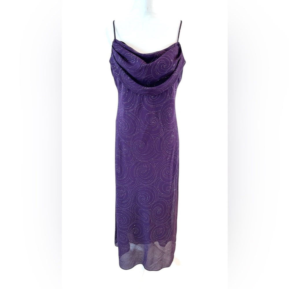Purple Cowl Neck Sheath Maxi Dress for Weddings